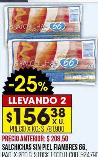 Coto Salchichas sin piel fiambres 66 oferta