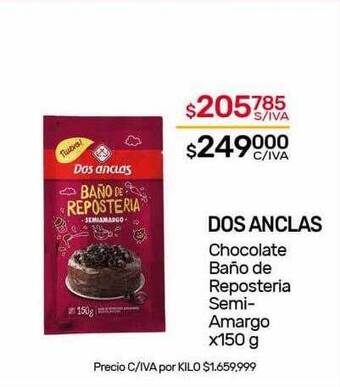Nini Mayorista Dos anclas chocolate baño de reposteria semi-amargo oferta