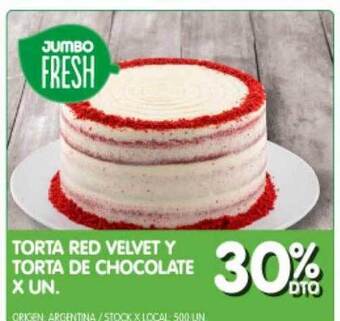 Jumbo Torta red velvet y torta de chocolate oferta