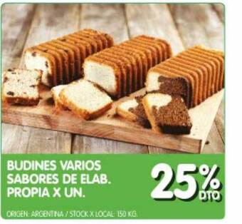 Jumbo Budines varios sabores de elab propia oferta