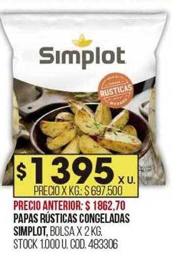 Coto Papas rústicas congeladas simplot oferta