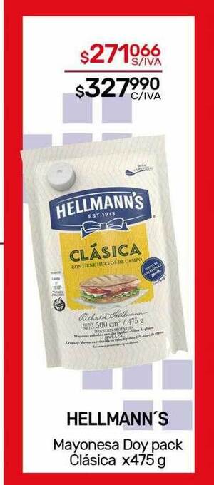 Nini Mayorista Hellmann's mayonesa doy pack clásica oferta