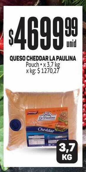 Makro Queso cheddar la paulina oferta