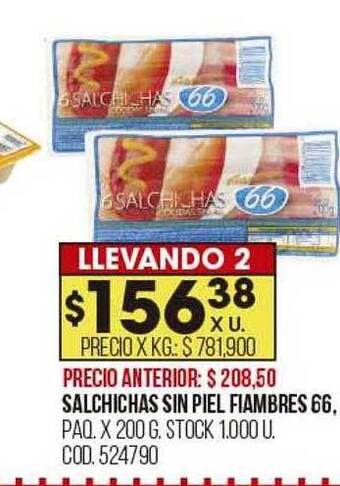 Coto Salchichas sin piel fiambres 66 oferta