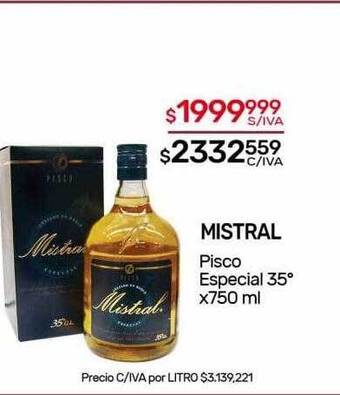Nini Mayorista Mistral pisco especial 35° oferta