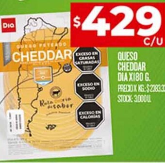 Supermercados DIA Queso Cheddar Dia 180g oferta
