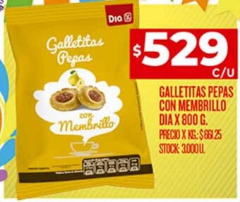 Supermercados DIA Galletitas Pepas con Membrillo Dia 800g oferta