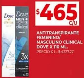 Supermercados DIA Antitranspirante Femenino/Masculino Clinical Dove 110ml oferta