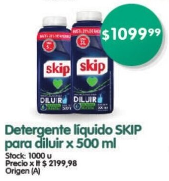 Supermercados Buenos Días Detergente Líquido SKIP para Diluir x 500ml oferta