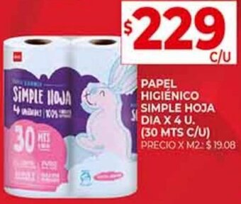 Supermercados DIA Papel Higiénico Simple Hoja Dia 4u oferta