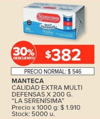 Carrefour Manteca Calidad Extra Multi Defensas LA SERENÍSIMA x 200g oferta