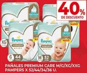 Supermercados DIA Pañales Premium Care M/G/XG/XXG Pampers x 52/44/34/36u oferta