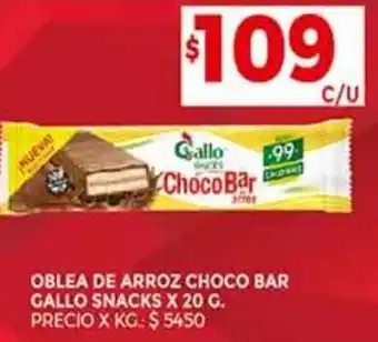 Supermercados DIA Oblea de Arroz Choco Bar Gallo Snacks 20g oferta