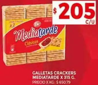 Supermercados DIA Galletas Crackers Mediatarde 315g oferta