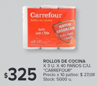Carrefour Rollos de Cocina CARREFOUR x 3u x 40 paños oferta
