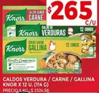 Supermercados DIA Caldos Verdura/Carne/Gallina Knorr 12u oferta