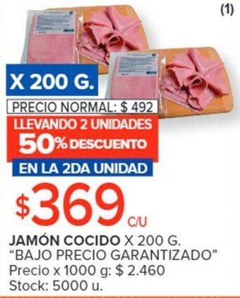 Carrefour Jamón Cocido x 200g BAJO PRECIO GARANTIZADO oferta