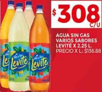 Supermercados DIA Agua sin Gas Varios Sabores Levité 2,25L oferta