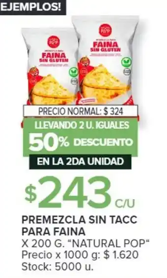 Carrefour Premezcla sin Tacc para Faina NATURAL POP x 200g oferta