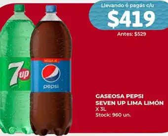Supermercados Tadicor Caseosa Pepsi SevenUP Lima Limón 3L oferta