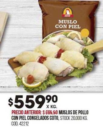 Coto Muslos de pollo con piel congelados coto oferta