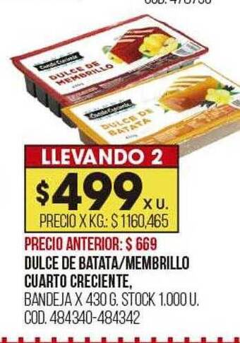 Coto Dulce de batata-membrillo cuarto creciente oferta