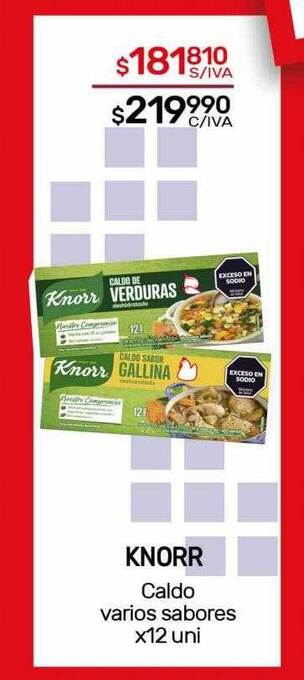 Nini Mayorista Knorr caldo varios sabores oferta