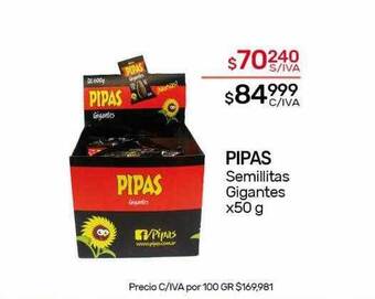 Nini Mayorista Pipas semillitas gigantes oferta
