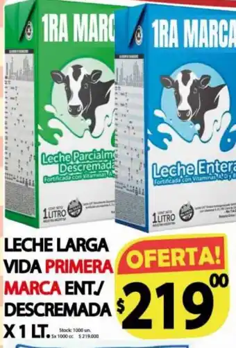 Supermercados Becerra Leche Larga Vida Promera Marca Ent/ Descremada 1L oferta