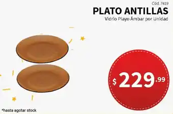 Atlas Hipermayorista Plato Antillas Vidrio Playo Ámbar por Unidad oferta