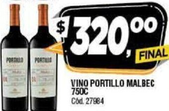 Supermercados Yaguar Vino Portillo Malbec 750c oferta