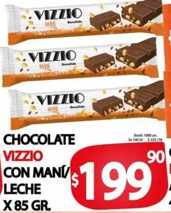 Supermercados Mariano Max Chocolate Vizzo con Maní/Leche 85g oferta