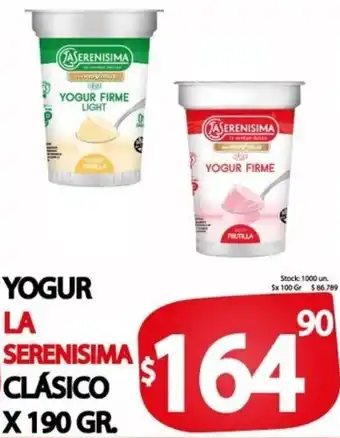 Supermercados Caracol Yogur La Serenisima Clásico 190g oferta