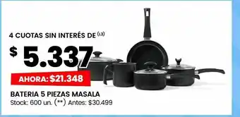 Changomas Bateria 5 piezas masala oferta