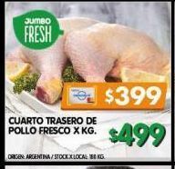 Jumbo Cuarto trasero de pollo fresco x kg oferta