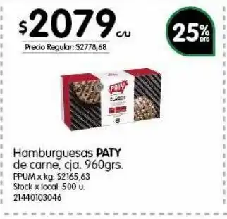 Jumbo Hamburguesas paty de carne 960g oferta