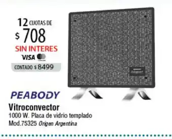 Peabody Vitroconvector 1000 W. Placa de vidrio templado