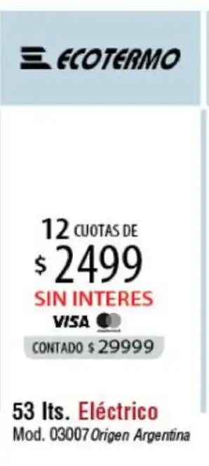 Authogar Ecotermo Eléctrico 53 lts. oferta