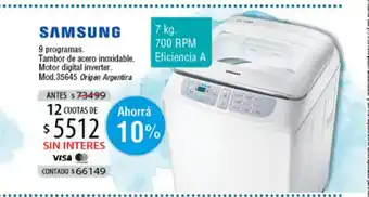 Authogar Samsung 7 kg. 700 RPM 9 programas Mod. 35645 oferta