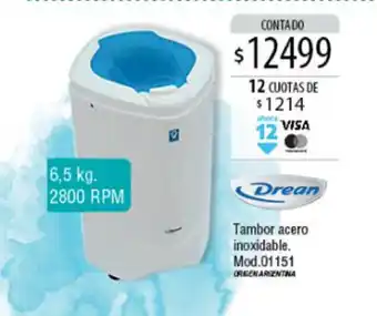 Authogar Drean Tambor acero inoxidable Mod. 01151 6,5 kg. 2800 RPM oferta