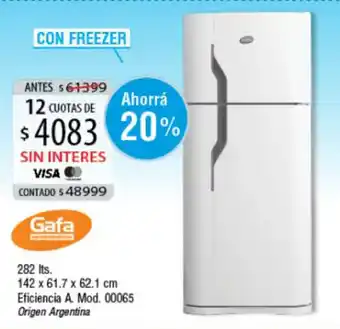 Authogar Gafa Con Freezer 282 lts oferta