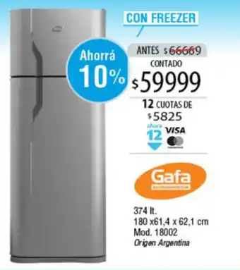 Authogar Gafa Con Freezer 374 lt oferta