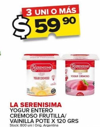 Carrefour Maxi Yogur entero la serenísima x 120g oferta