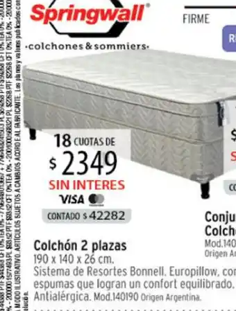 Authogar Colchón 2 plazas 190 x140 x 26 cm oferta
