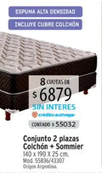 Authogar Cannon Conjunto 2 plazas Colchón + Sommier 140 x 190 x 25 cm oferta