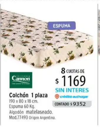 Authogar Cannon Colchón 1 plaza 190 x 80 x 18 cm oferta