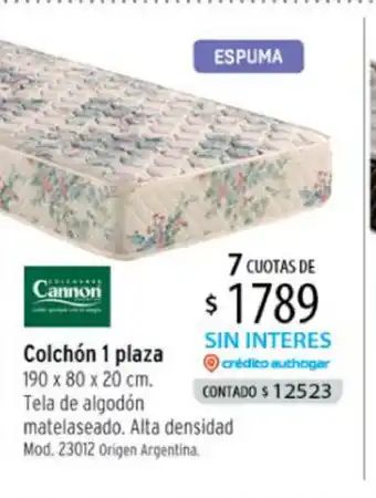 Authogar Cannon Colchón 1 plaza 190 x 80 x 20 cm oferta