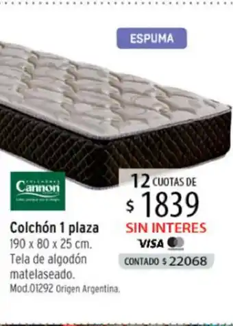 Authogar Cannon Colchón 1 plaza 190 x 80 x 25 cm oferta