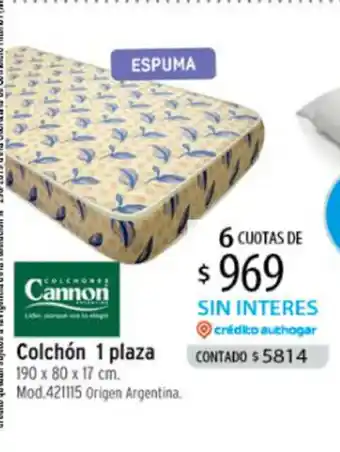 Authogar Cannon Colchón 1 plaza 190 x 80 x 17 cm oferta