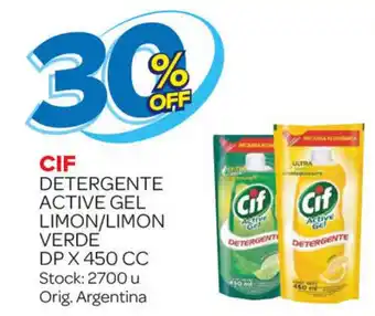 Carrefour Maxi Cif Detergente Active Gel Limon/Limon Verde Dp x 450 cc oferta